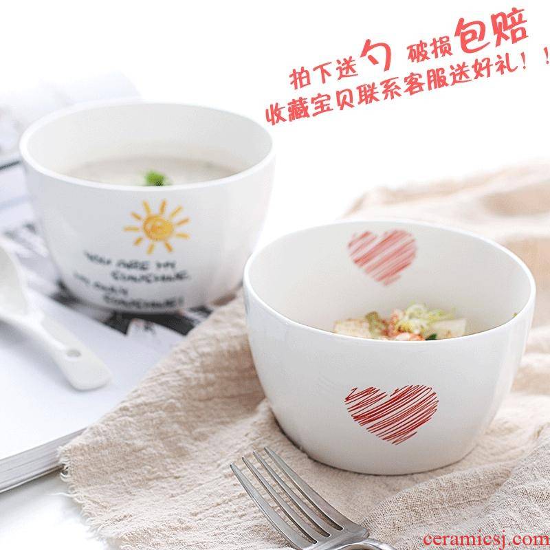 Use of a single simple move ceramic Bowl suit express Bowl Bowl of soup Bowl microwave tableware