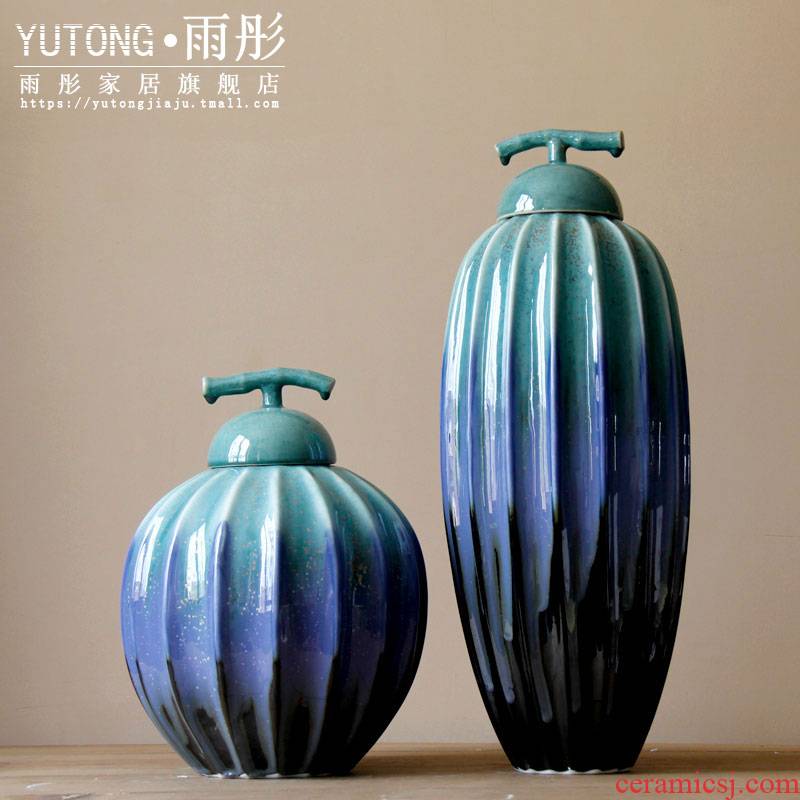 Jingdezhen ceramic creative up porcelain pot household storage tank furnishing articles checking porcelain vases, flower designers