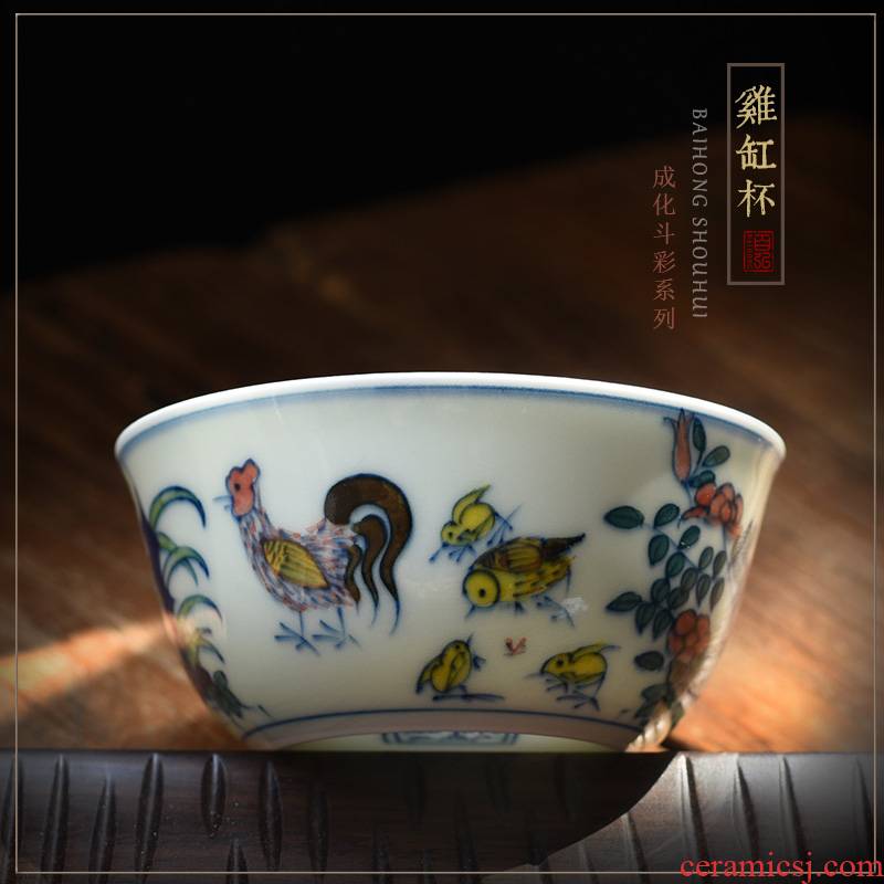 The Copy in color bucket cylinder cup of jingdezhen ceramic cups chicken hand - made master cup single cup sample tea cup tea by hand