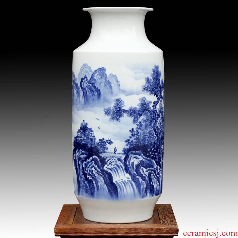 Jingdezhen hand - made spring mountain spring rhyme dried flower flower vase modern household of Chinese style ceramic furnishing articles sitting room adornment