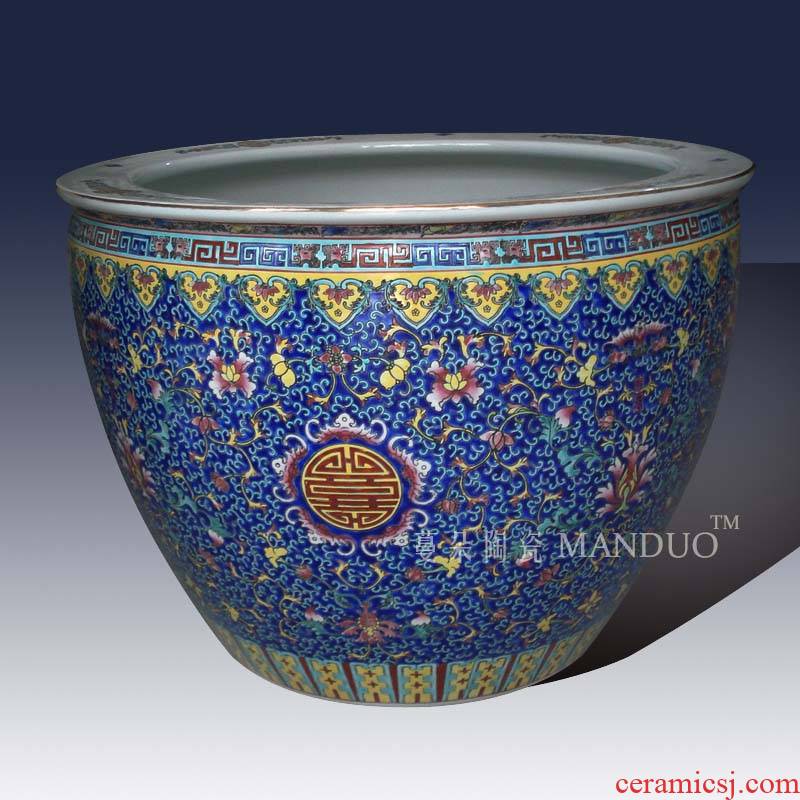 Jingdezhen hand - made life of word VAT blue porcelain enamel kuan VAT artistic classical vats