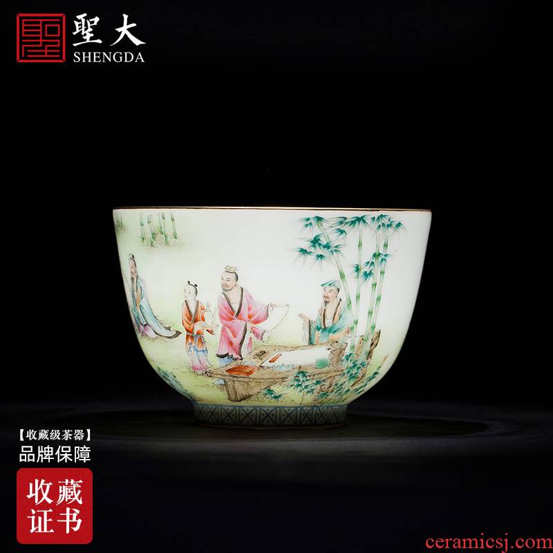 Santa teacups hand - made ceramic kungfu pastel bamboo seven sages masters cup sample tea cup all hand of jingdezhen tea service