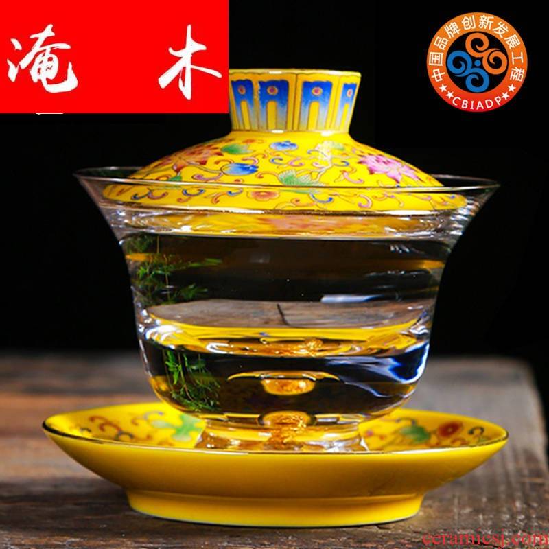 Submerged wood beauty ceramic colored enamel glass tureen large cups upset three to make tea bowl of household