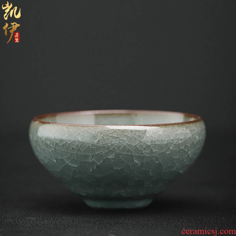 Zeng, Guangxu celadon ice crack pot lamp that kung fu tea cup tea cup master cup of household ceramic sample tea cup individuals