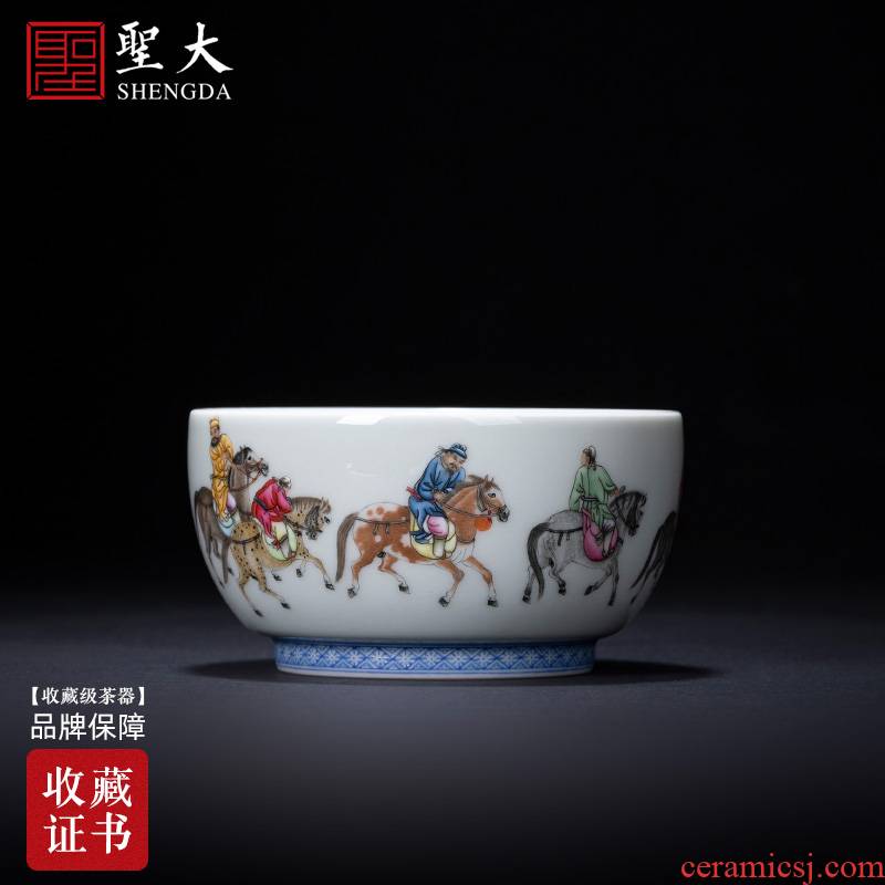 Santa teacups hand - made ceramic kungfu character pastel five Kings drunk to figure the master sample tea cup jingdezhen tea service