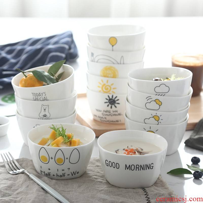 Ceramic bowl and easy home small bowl of soup bowl Japanese sun thickening color single square, lovely tableware