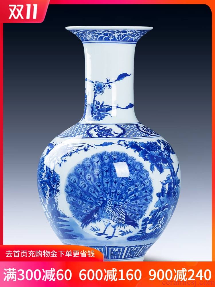 Jingdezhen ceramics archaize furnishing articles large blue and white porcelain vase landed the sitting room porch TV ark, home decoration