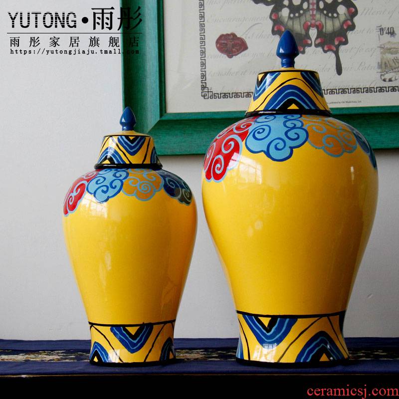 Rain tong home | jingdezhen ceramics household imperial momentum xiangyun general pot decorative furnishing articles manual coloured drawing or pattern