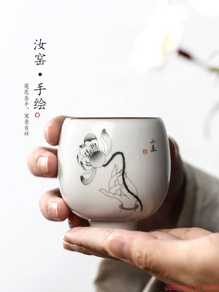 Jingdezhen your up with pure manual hand - made teacup bergamot kung fu master cup single CPU ceramic sample tea cup lotus tea sets