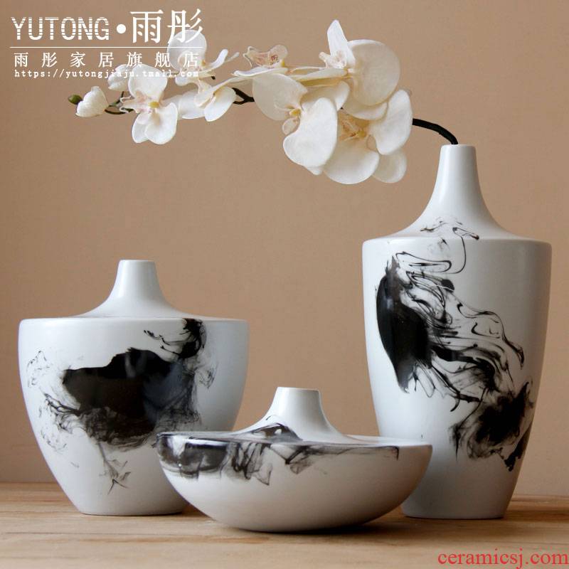 Hand - made ink painting ceramic vase household ceramic water raise vase furnishing articles furnishing articles ceramic vases, flower arranging flowers