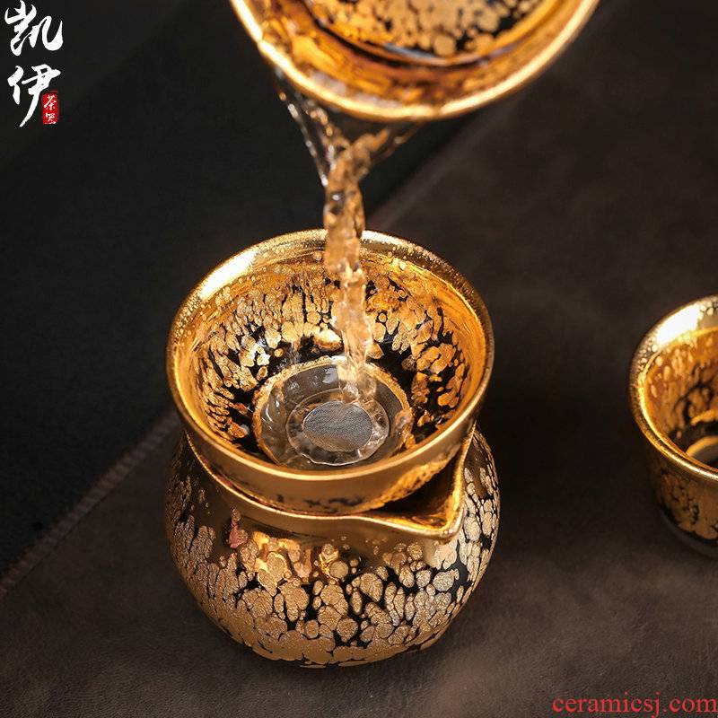 Build light tea strainer 24 k jinzhan ceramic filter separator gold oil droplets kung fu tea tea tea accessories