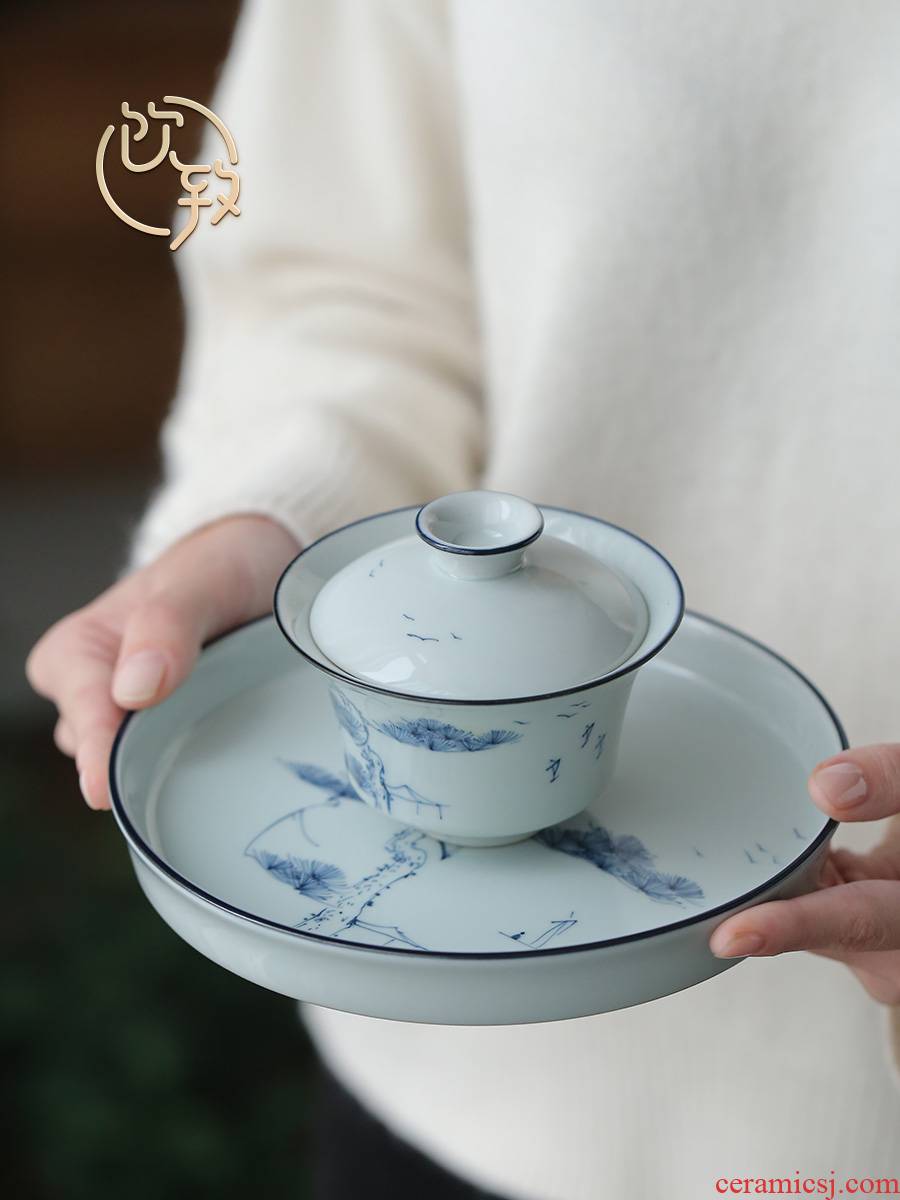 Ultimately responds to clay hand - made porcelain CiHu bearing dry terms plate ceramic teapot tray household bearing small tea tea tea tray