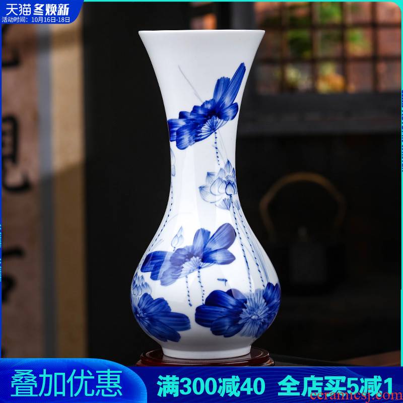 Jingdezhen ceramics hand - made furnishing articles sitting room blue and white porcelain vase flower arranging water raise lucky bamboo TV ark, adornment
