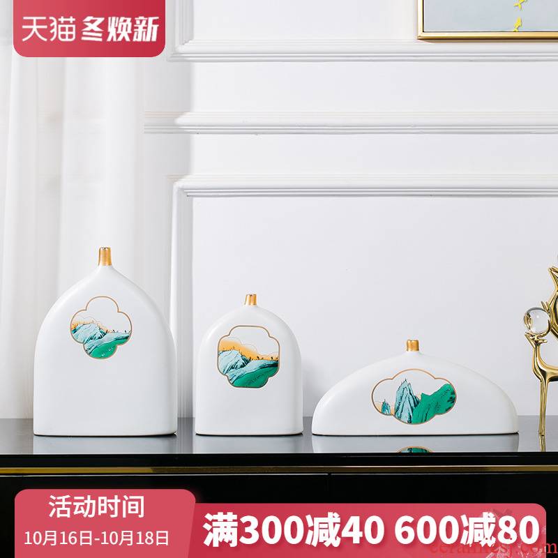 New Chinese style light key-2 luxury decoration ceramics furnishing articles creative household adornment of the sitting room TV ark, wine handicraft decoration