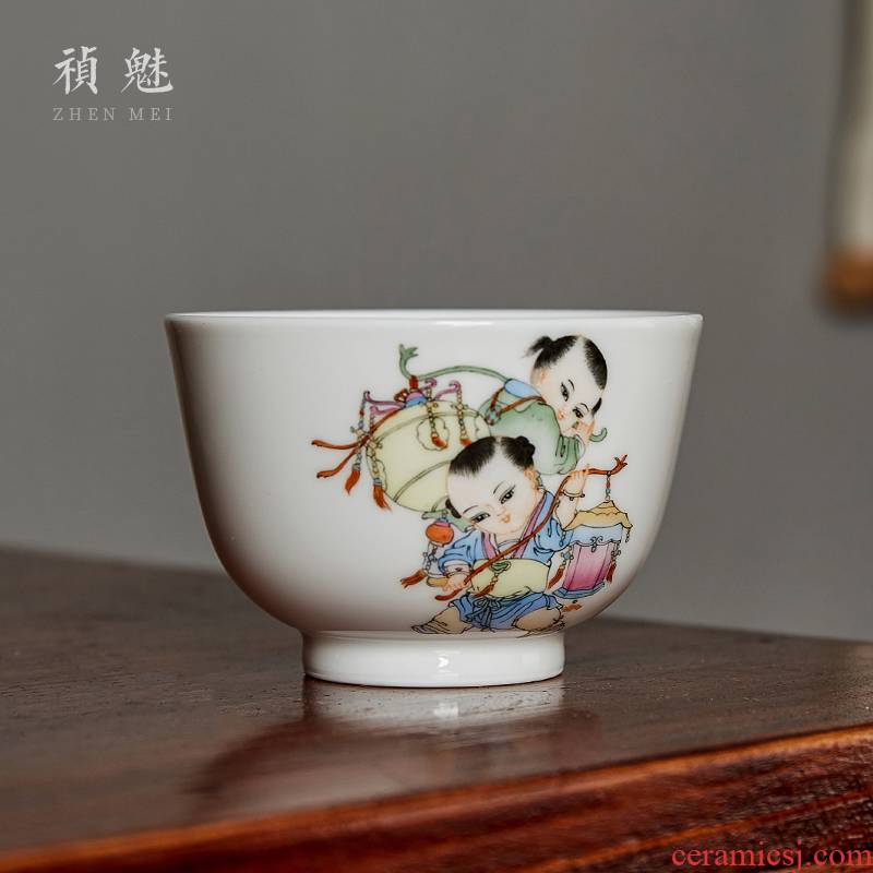 Shot incarnate the hand - made baby play the lad of jingdezhen ceramic kung fu tea set sample tea cup master cup personal single CPU