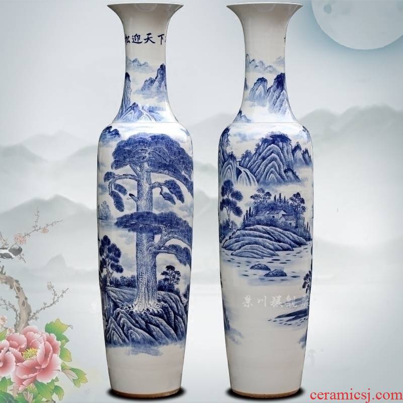 Jingdezhen porcelain ceramic hand - made loose to meet the world landing big vase household sitting room hotel Chinese large - sized furnishing articles