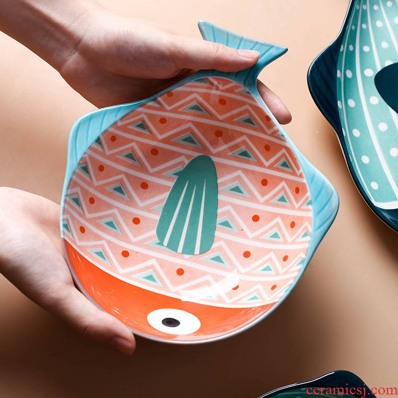 Mercifully fish creative Japanese rectangle steamed fish plate plate household fish dish of ceramic fish dish