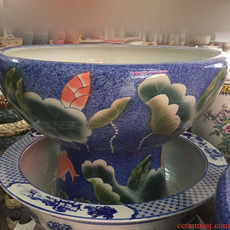 Ceramic porcelain high fashion beautiful goldfish goldfish aquarium lotus pond lily cylinder fish turtles cylinder