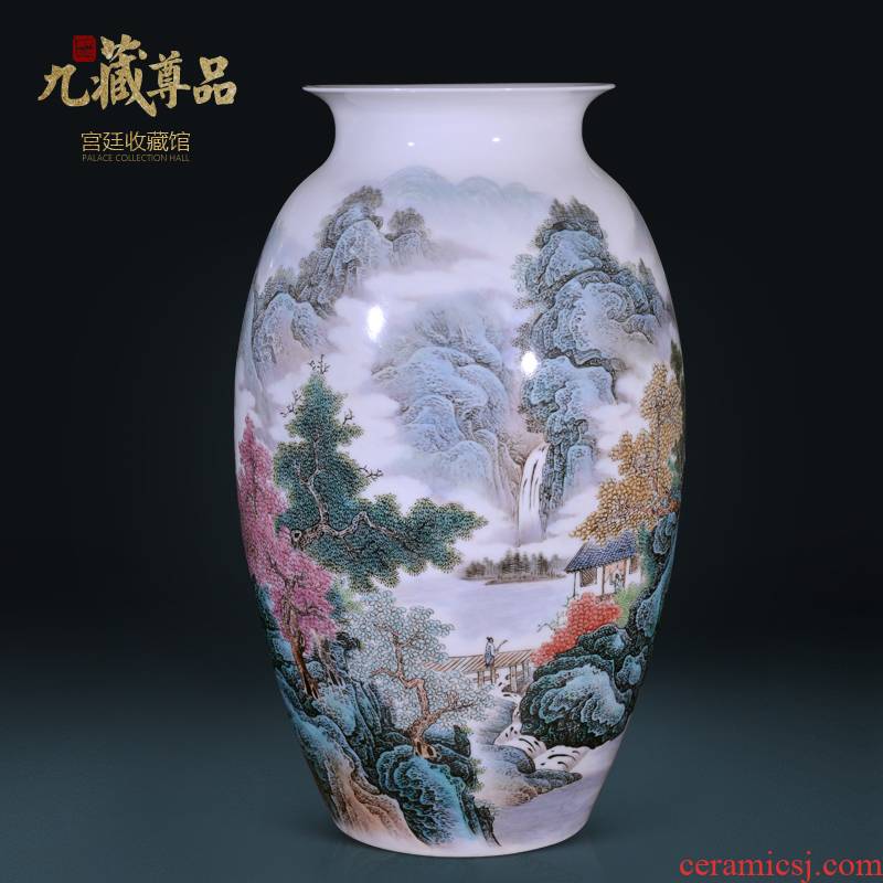 Jingdezhen ceramics vase Wang Guangtian hand - made hill singing springs, Chinese style living room TV cabinet decorative furnishing articles arranging flowers