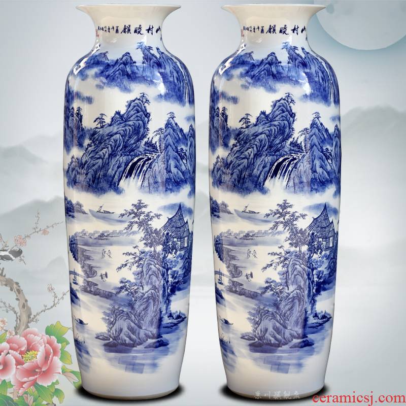 Blue and white porcelain of jingdezhen ceramics mountain dawn rhyme idea gourd bottle of large quiver home sitting room adornment is placed