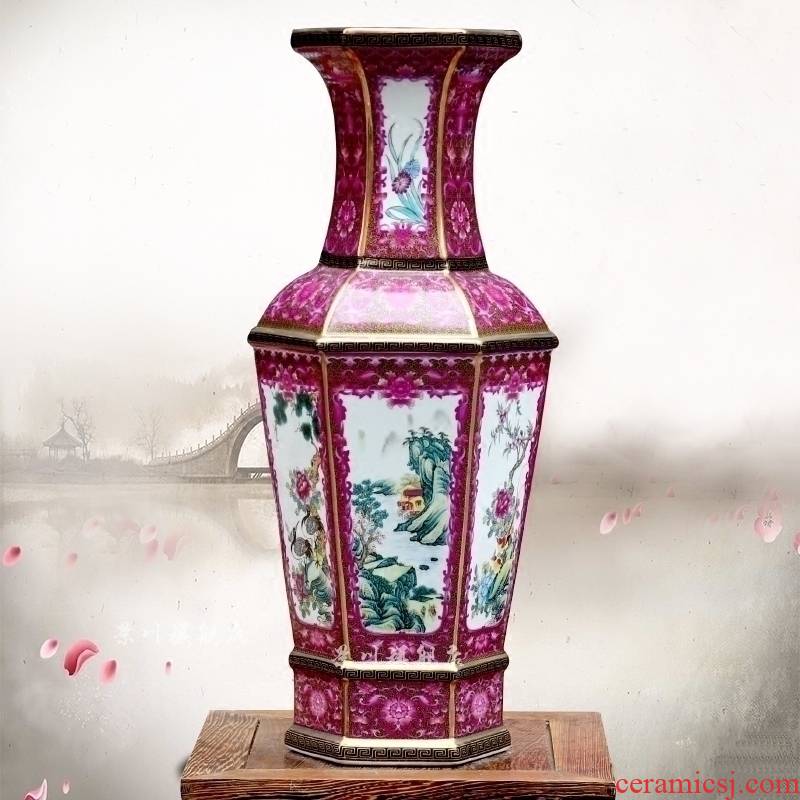 Archaize of jingdezhen ceramics colored enamel landscape painting of flowers and dried flowers, flower arrangement sitting room mesa vase furnishing articles