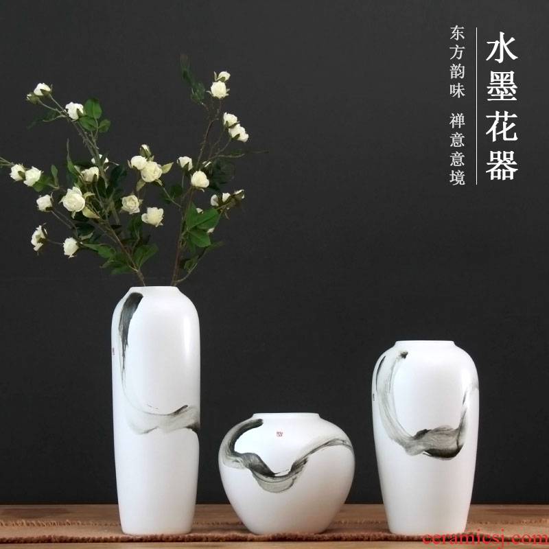 Jingdezhen ceramic vase dried flowers flower arrangement creative dishes desktop furnishing articles Chinese ink painting the sitting room porch decoration