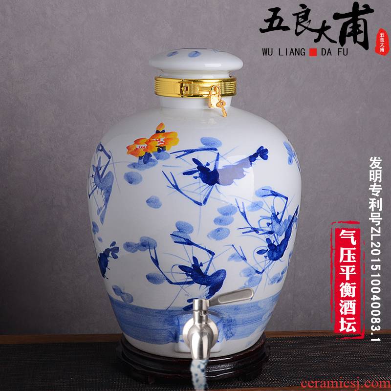 Jingdezhen hand - made ceramic wine jars home 10 jins 20 jins 30 jins 50 jin liquor storage tank cylinder seal