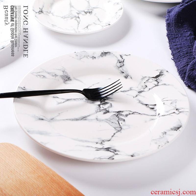 The kitchen marble ceramic 8 inches western - style food dish creative household dish plate plate bowl dish dish suits for