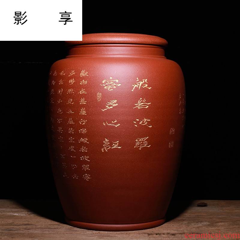 Shadow at yixing purple sand tea pot oversized pure checking quality pu - erh tea storage POTS collection level 20 loaves of JH