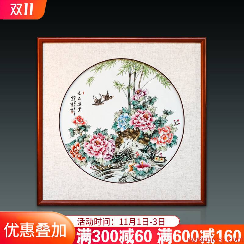 Jingdezhen ceramics porcelain plate painting of modern new Chinese style porch corridor corridor light key-2 luxury decoration painting in the wind