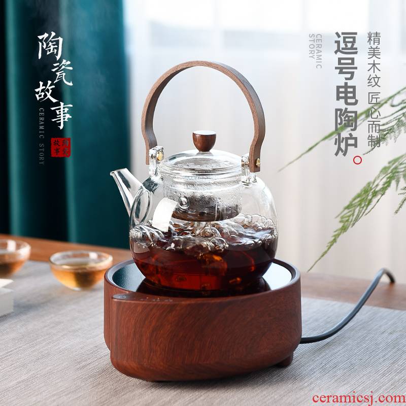 Electric ceramic story TaoLu boiling kettle black and white tea kettle electrothermal household cooking tea tea stove small glass