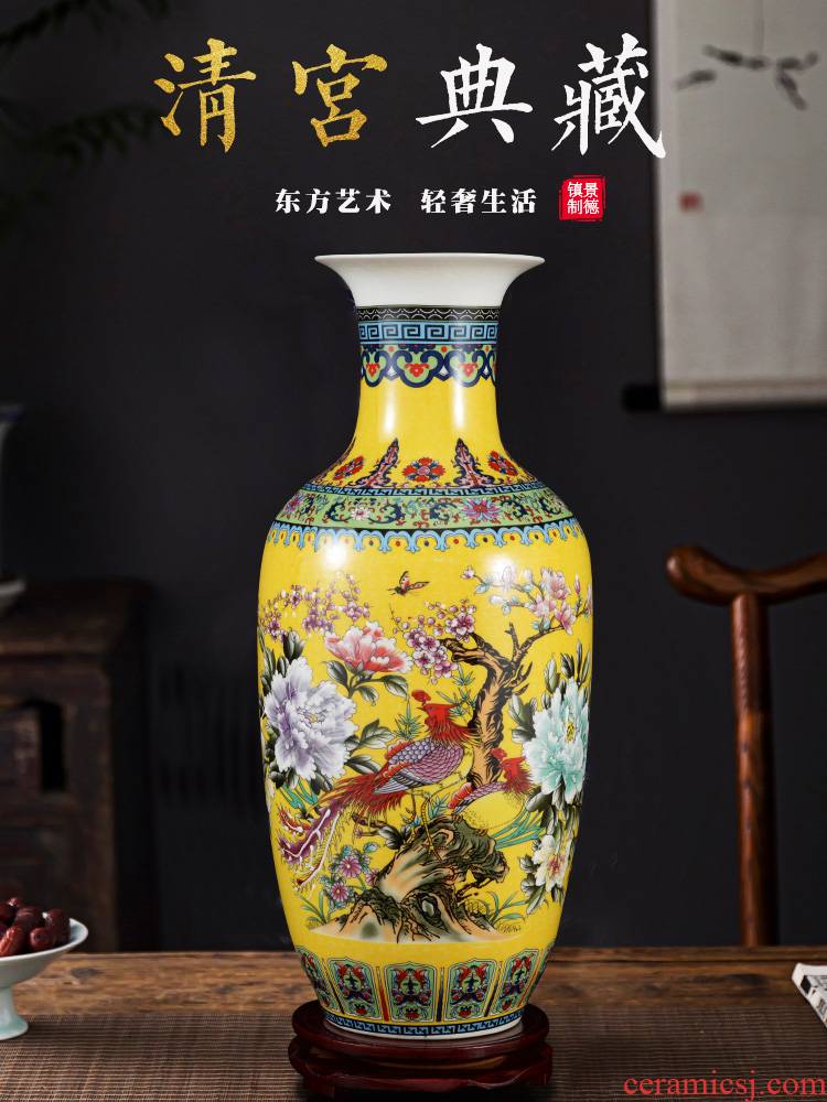 Jingdezhen ceramics powder enamel gets vase landed home sitting room TV ark, adornment is placed large arranging flowers
