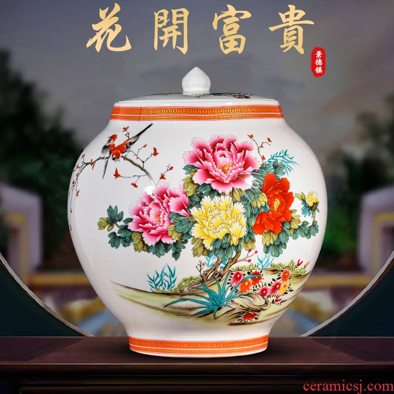 Jingdezhen ceramic blooming flowers vase furnishing articles household act the role ofing is tasted the new Chinese style living room TV cabinet storage tank process