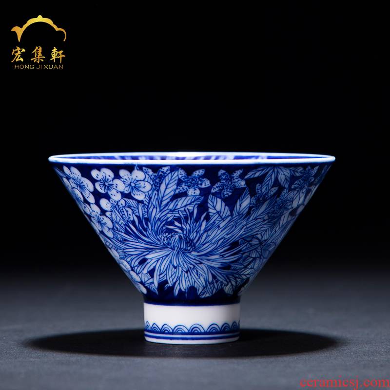 Hat cup hand - made porcelain teacup noggin jingdezhen kung fu tea set archaize ceramic cups master cup single CPU