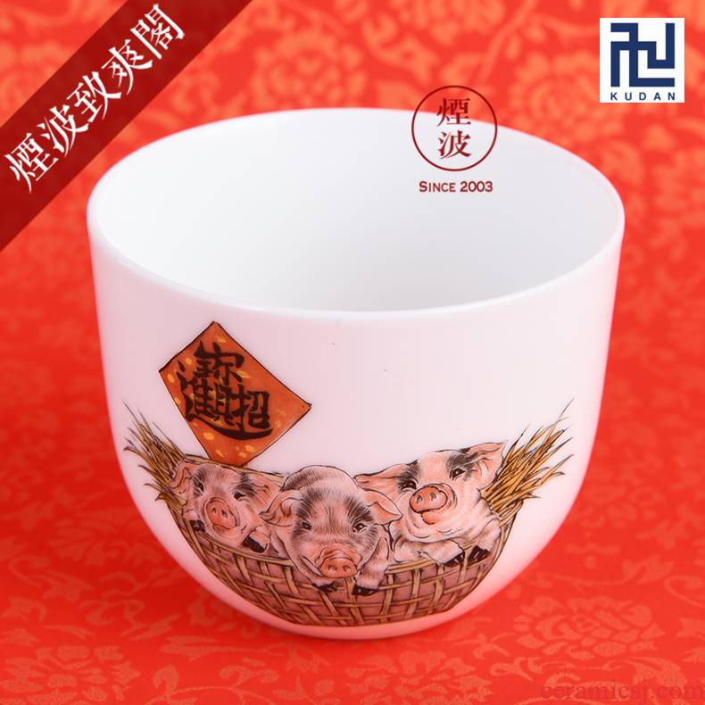 Those nine calcinations hand - made famille rose porcelain jingdezhen experienced painters a thriving business year of rooster