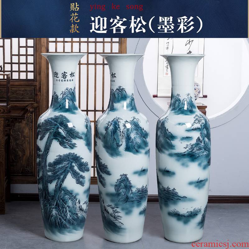 Blue and white porcelain of jingdezhen ceramics color ink of large vase home sitting room hotel adornment king furnishing articles