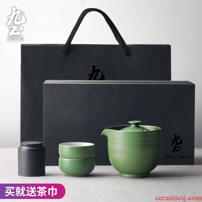 About Nine soil tea set Mid - Autumn festival gifts from the the qing hip hand - made ceramic teapot set of fine gold crack cup gift box