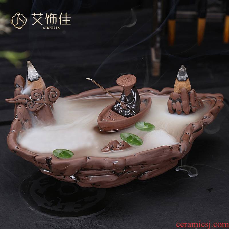 Creative backflow censer ceramic aromatherapy furnace interior violet arenaceous ta mountain stream large - sized furnishing articles on the spot