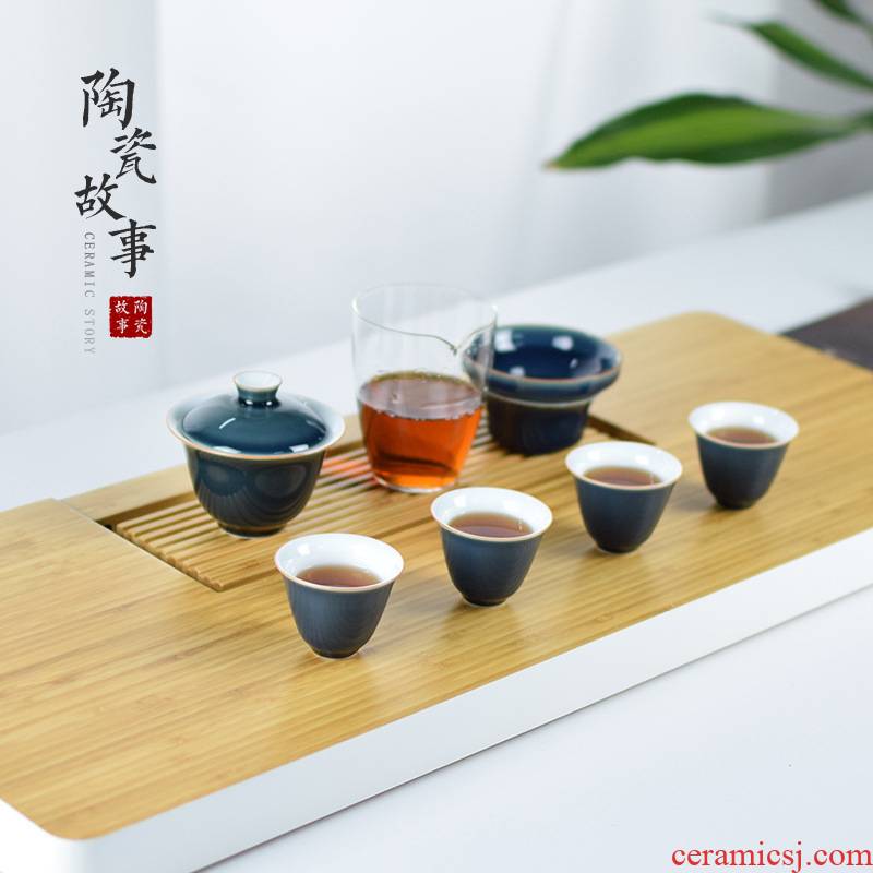 Ceramic travel story tea tureen tea cups small kung fu tea tea set is suing contracted household
