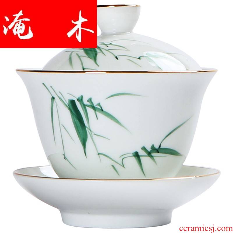 Submerged wood hand - made only three tureen large tea cups white porcelain paint ceramic bowl is pure manual thin foetus kunfu tea