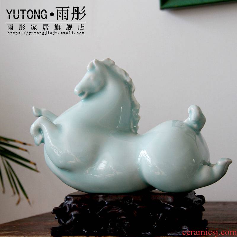Ceramic horse shadow celadon home furnishing articles furnishing articles of jingdezhen ceramics decoration process