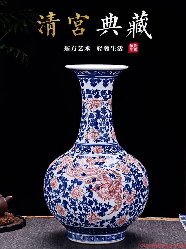 Jingdezhen ceramics archaize large blue and white porcelain vase in the sitting room of the new Chinese style household adornment TV ark, furnishing articles
