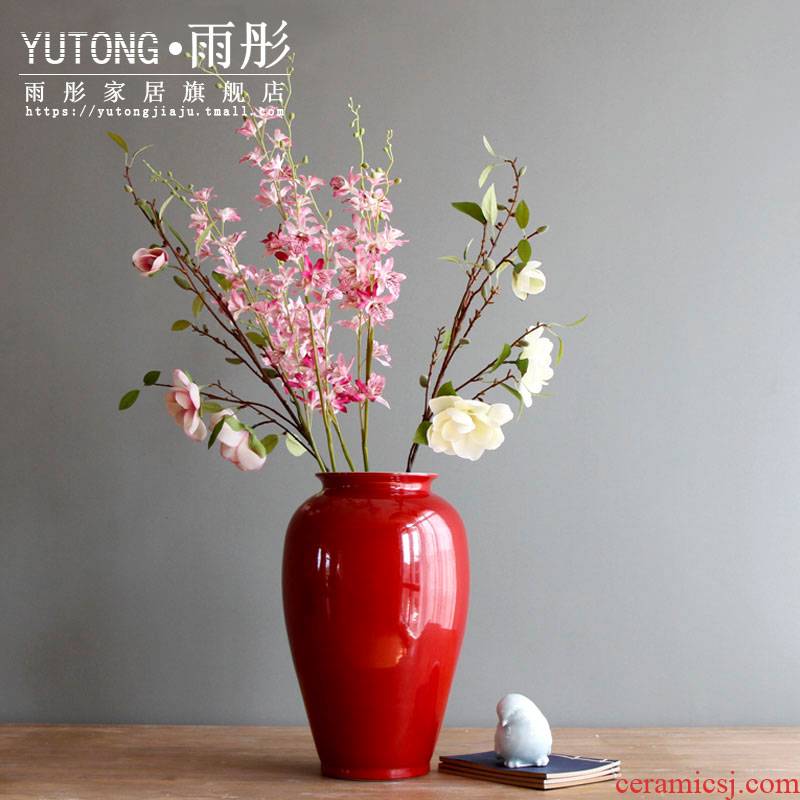 Ceramic vases, flower arranging grain dry flower is placed red creative flower arranging small vase expressions using water raise living room