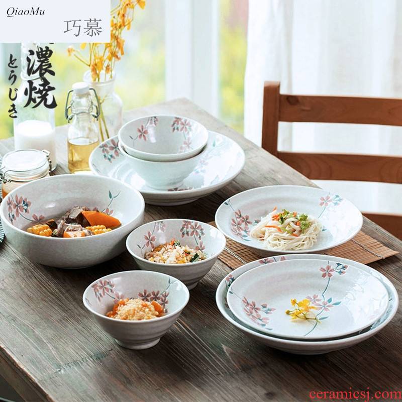 Qiao mu Japanese cherry blossom put ceramic tableware plate sets of household snack dish dish dish soup plate sushi plate