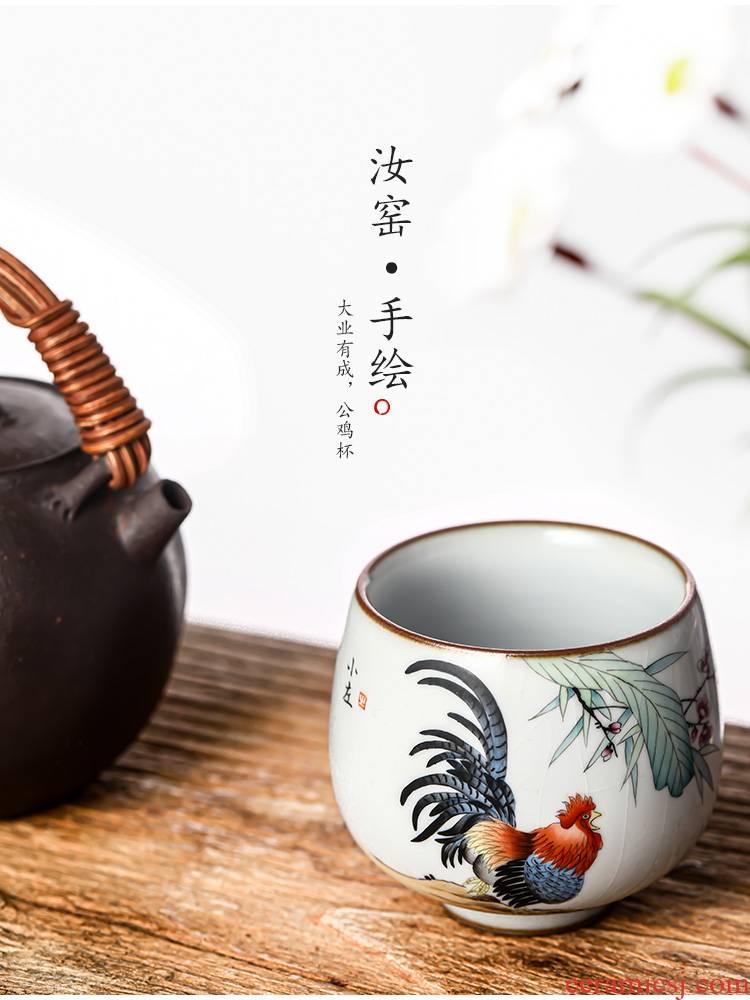Hand your up jingdezhen kung fu tea masters cup a cup of pure checking sample tea cup single zodiac chicken ceramic cup