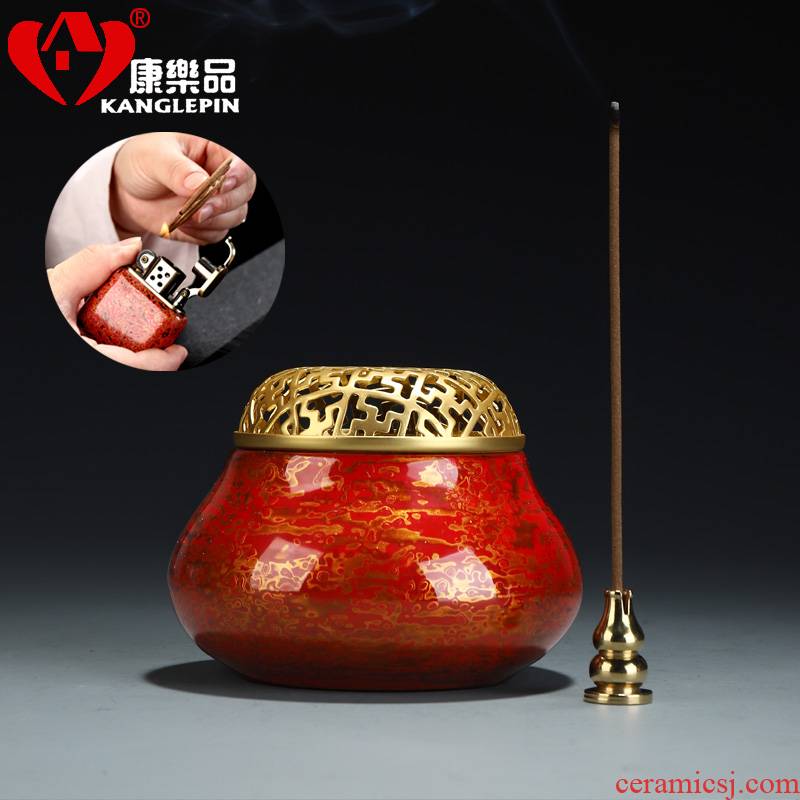 Recreational product big lacquer there are portable Chinese trumpet censer household ceramics sandalwood disk present zen furnace