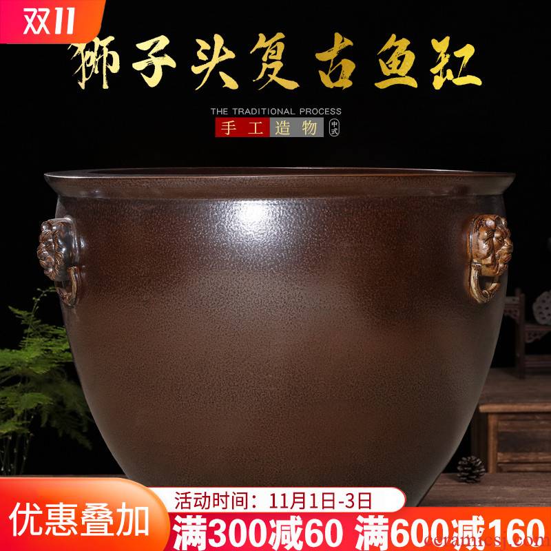 Jingdezhen ceramic aquarium large tank sitting room is suing garden water lily basin bowl LianHe cylinder extra large size large