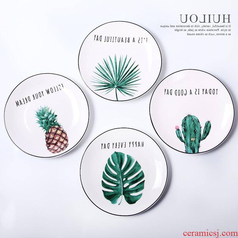 The kitchen creative new ceramic plate of household disc beefsteak plate tableware plate can be customized to suit to use L