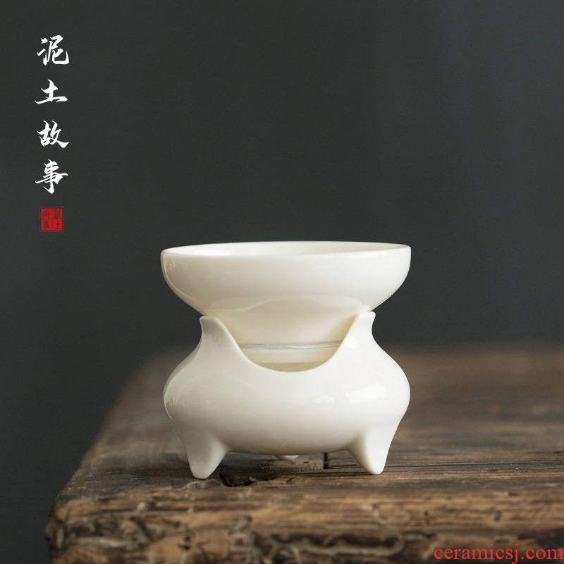 Dehua white porcelain in lard) kongfu tea tea filter mesh ceramics fittings tea taking with zero