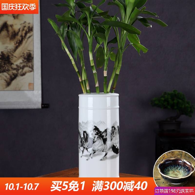 New product success lucky bamboo vase hydroponic jingdezhen ceramics sitting room place flower arranging Chinese style decoration
